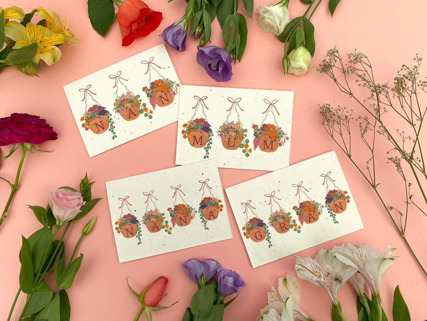 Personalised plantable hanging basket Mother's day card - Sofia Papa Designs