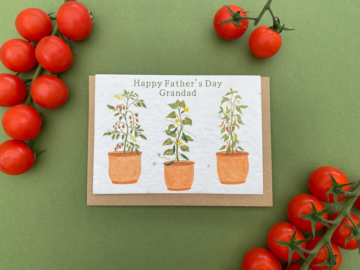 Plantable personalised father's day veg plants card