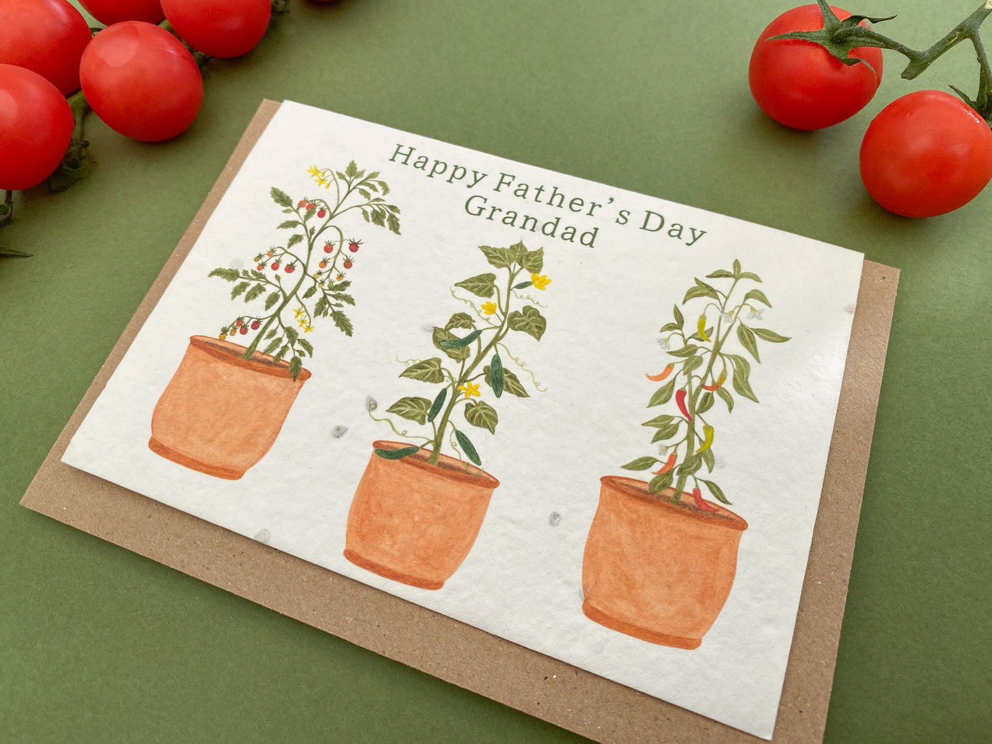 Plantable personalised father's day veg plants card