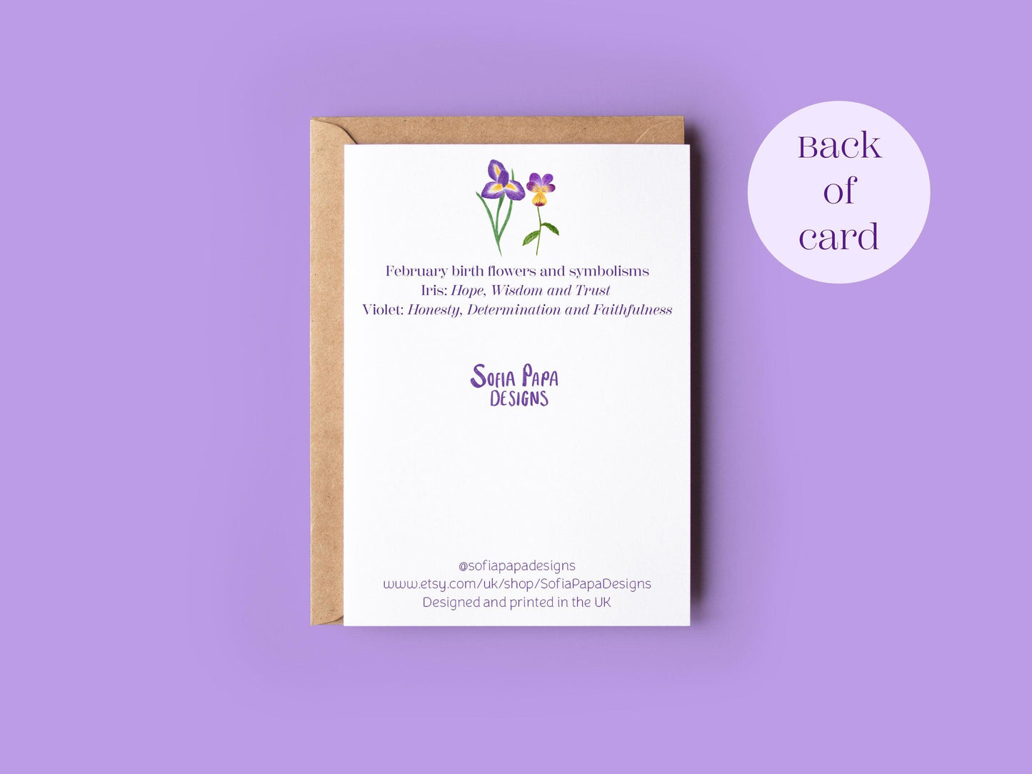 Happy February birthday greeting card - Sofia Papa Designs