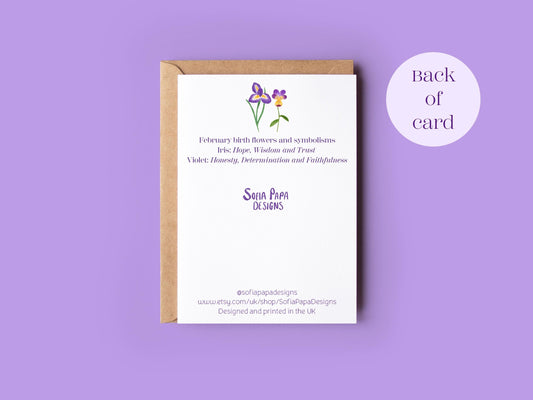 Happy February birthday greeting card - Sofia Papa Designs