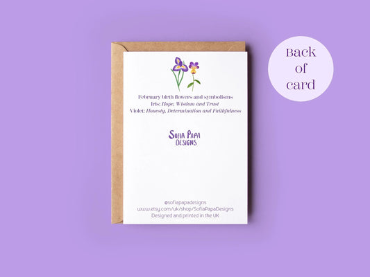 Happy February birthday greeting card - Sofia Papa Designs