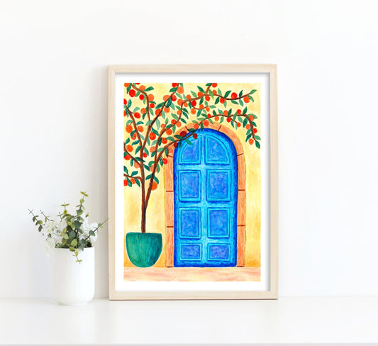 Mediterranean blue door print - Sofia Papa Designs