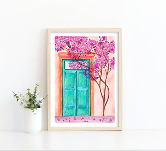 Mediterranean green door print - Sofia Papa Designs