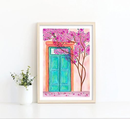Mediterranean green door print - Sofia Papa Designs
