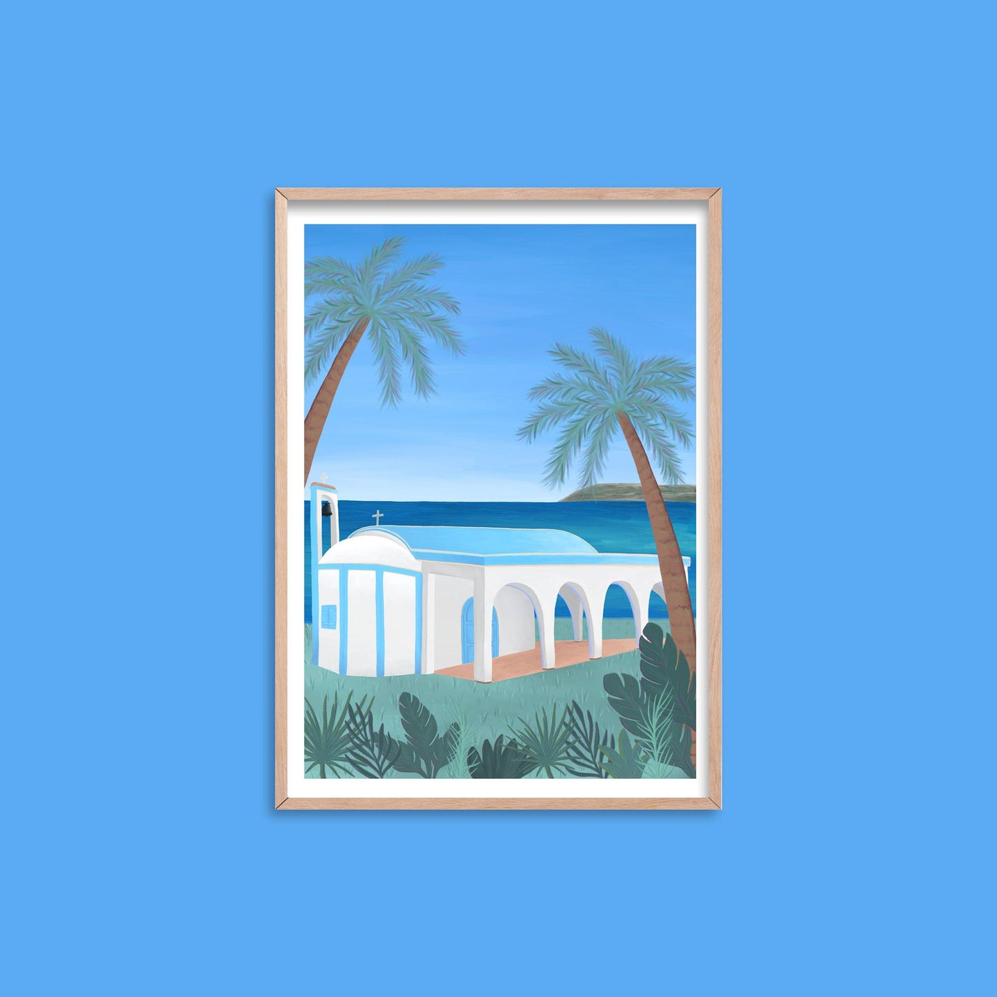 Ayia Thekla church art print - Sofia Papa Designs