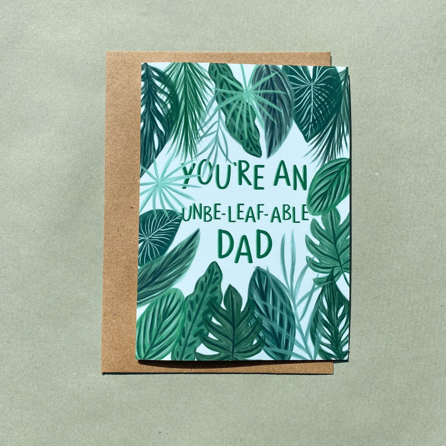 Happy Fathers Day green leaves card - Sofia Papa Designs