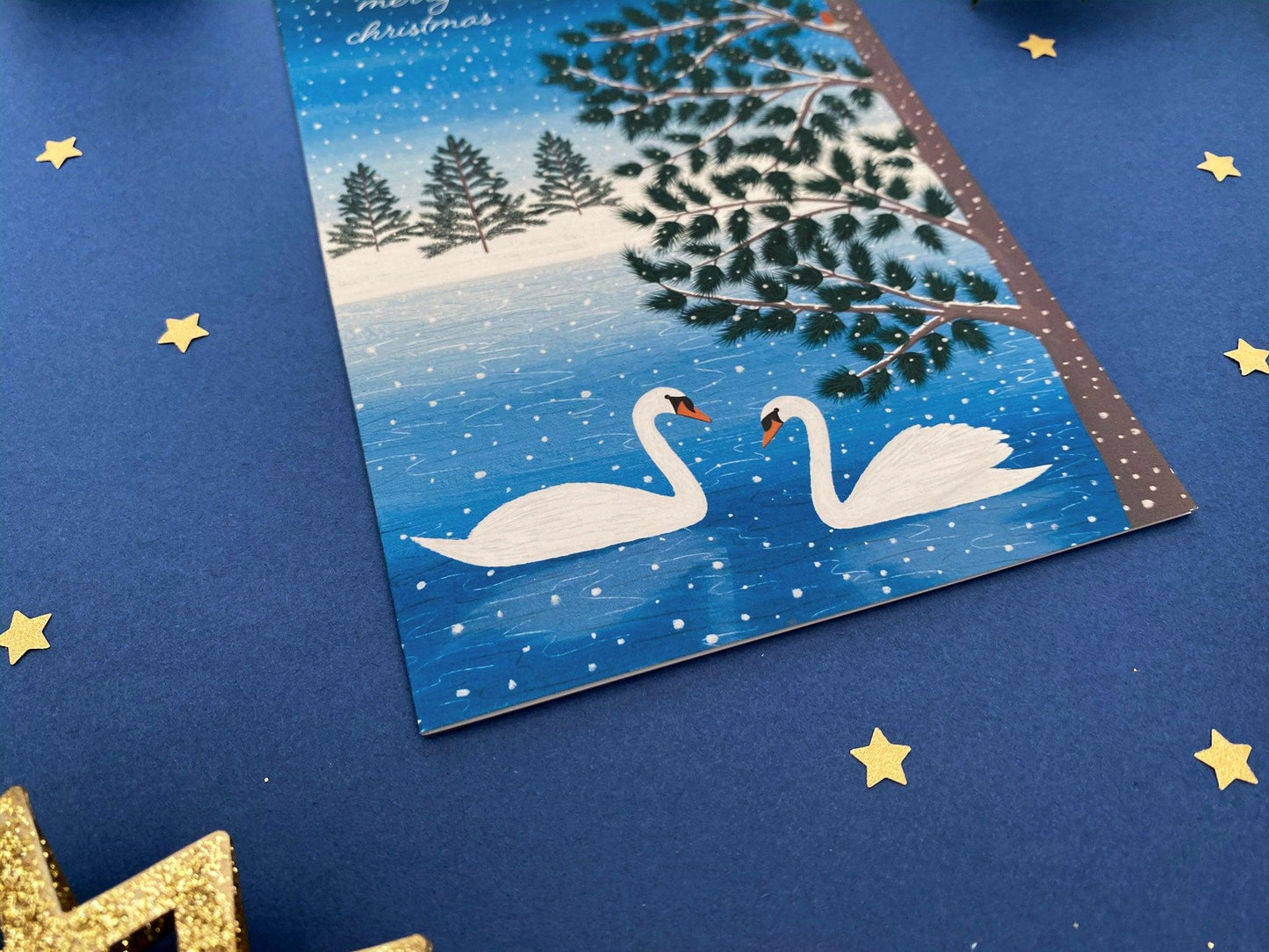 Merry Christmas swan card - Sofia Papa Designs
