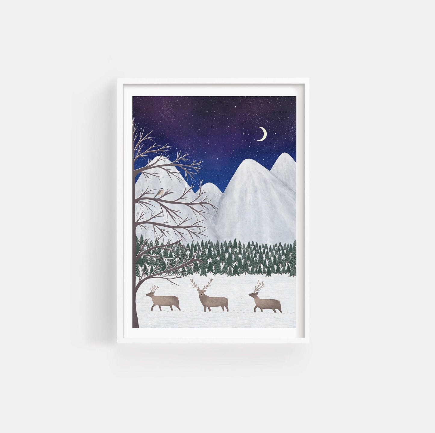 Winter reindeer art print - Sofia Papa Designs