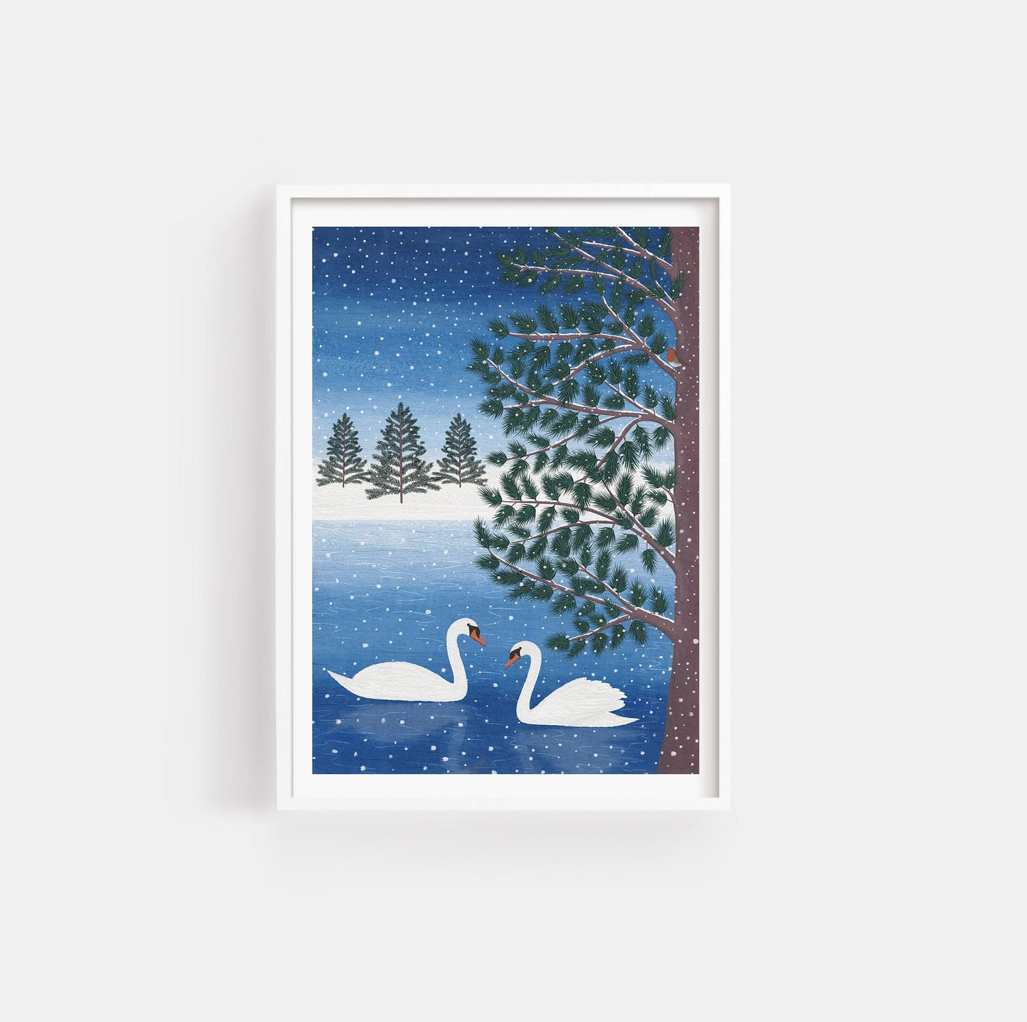 Winter swan art print - Sofia Papa Designs