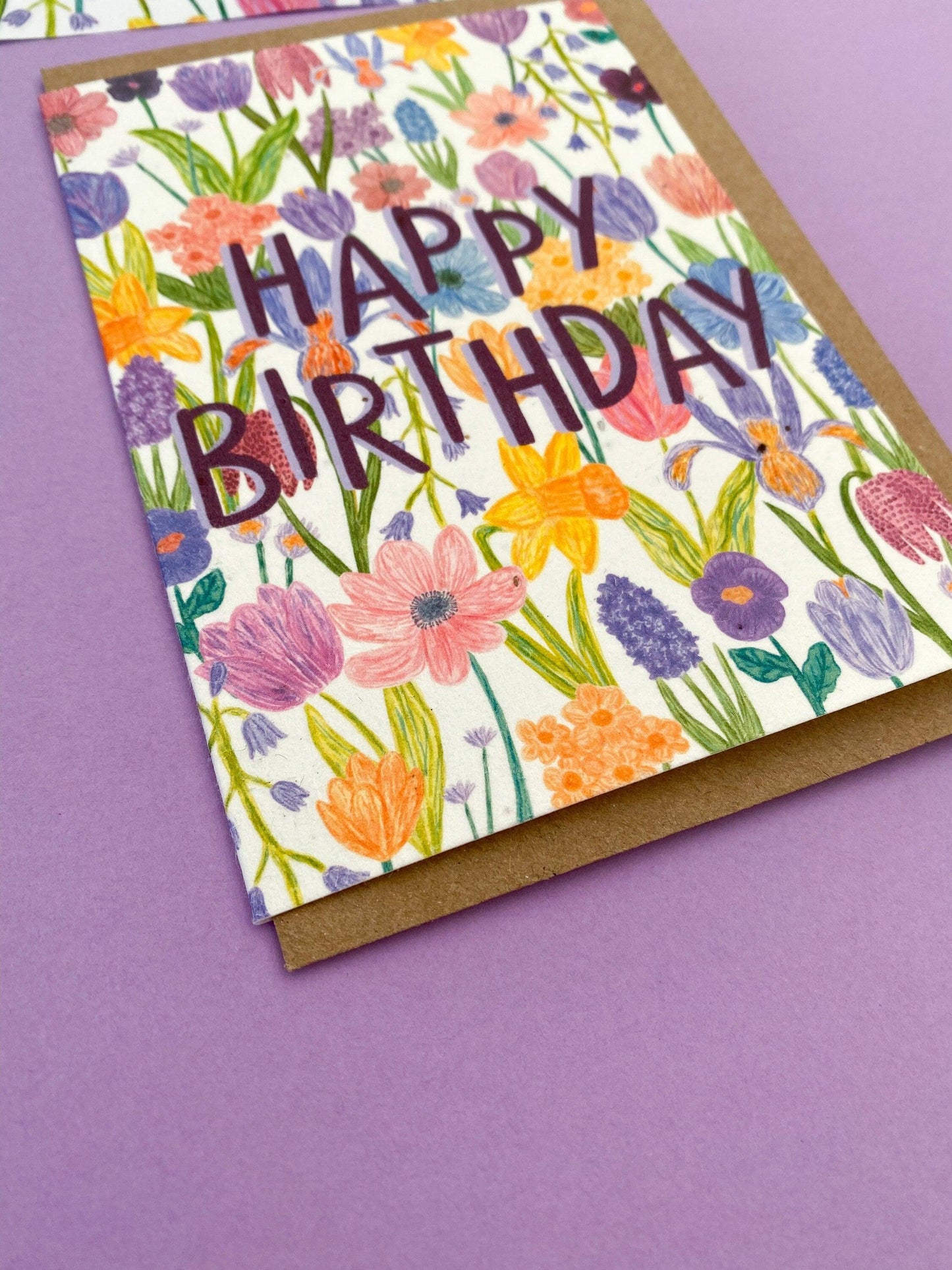 Plantable spring Happy birthday card - Sofia Papa Designs