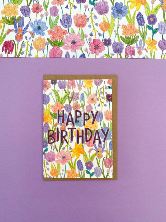 Plantable spring Happy birthday card - Sofia Papa Designs