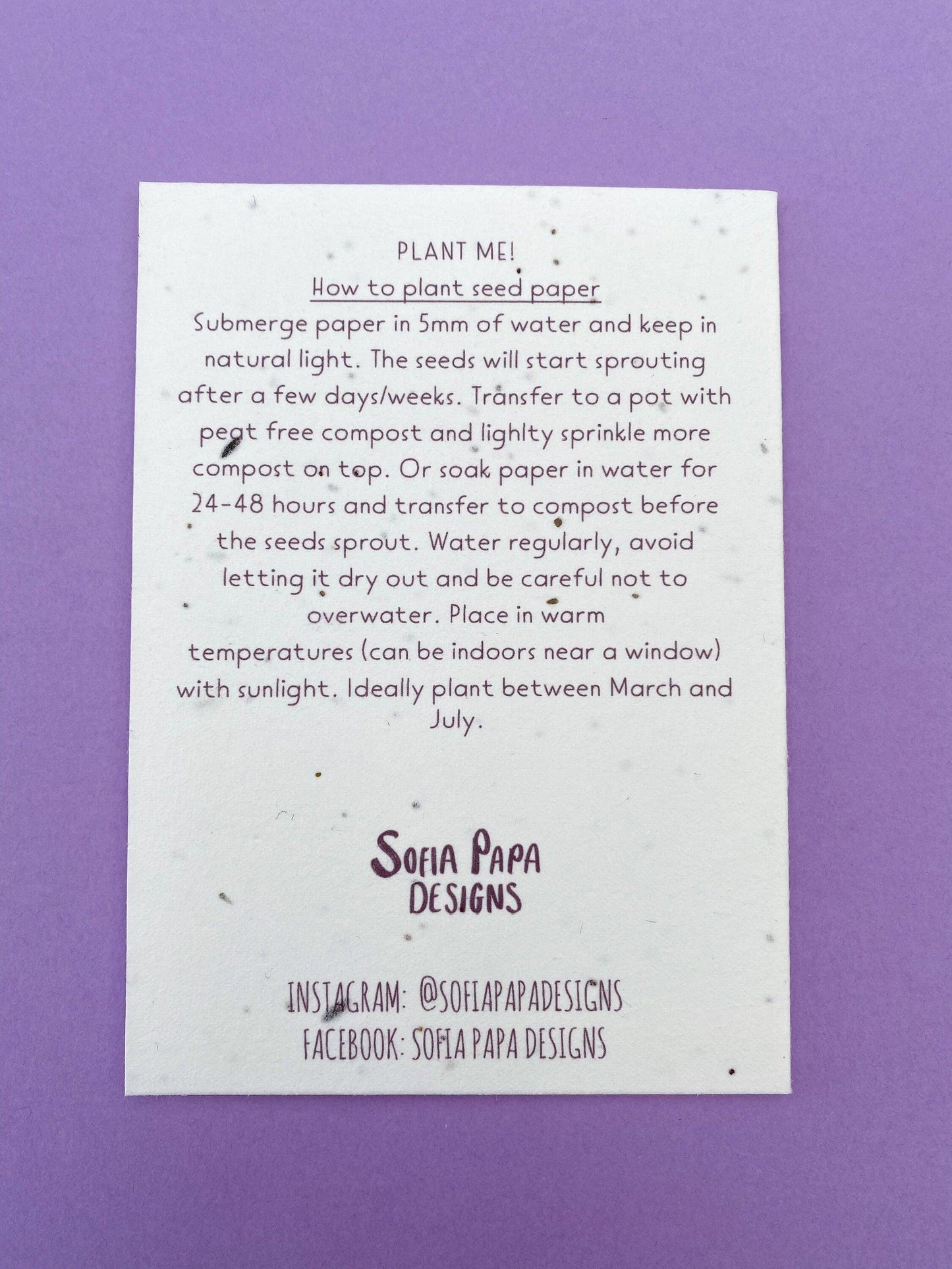 Plantable Mother's day card - Sofia Papa Designs