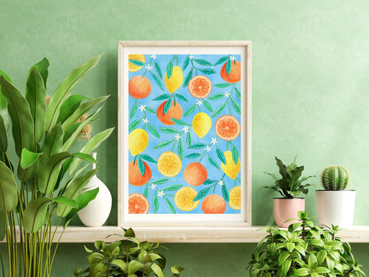 Orange and lemon art print - Sofia Papa Designs