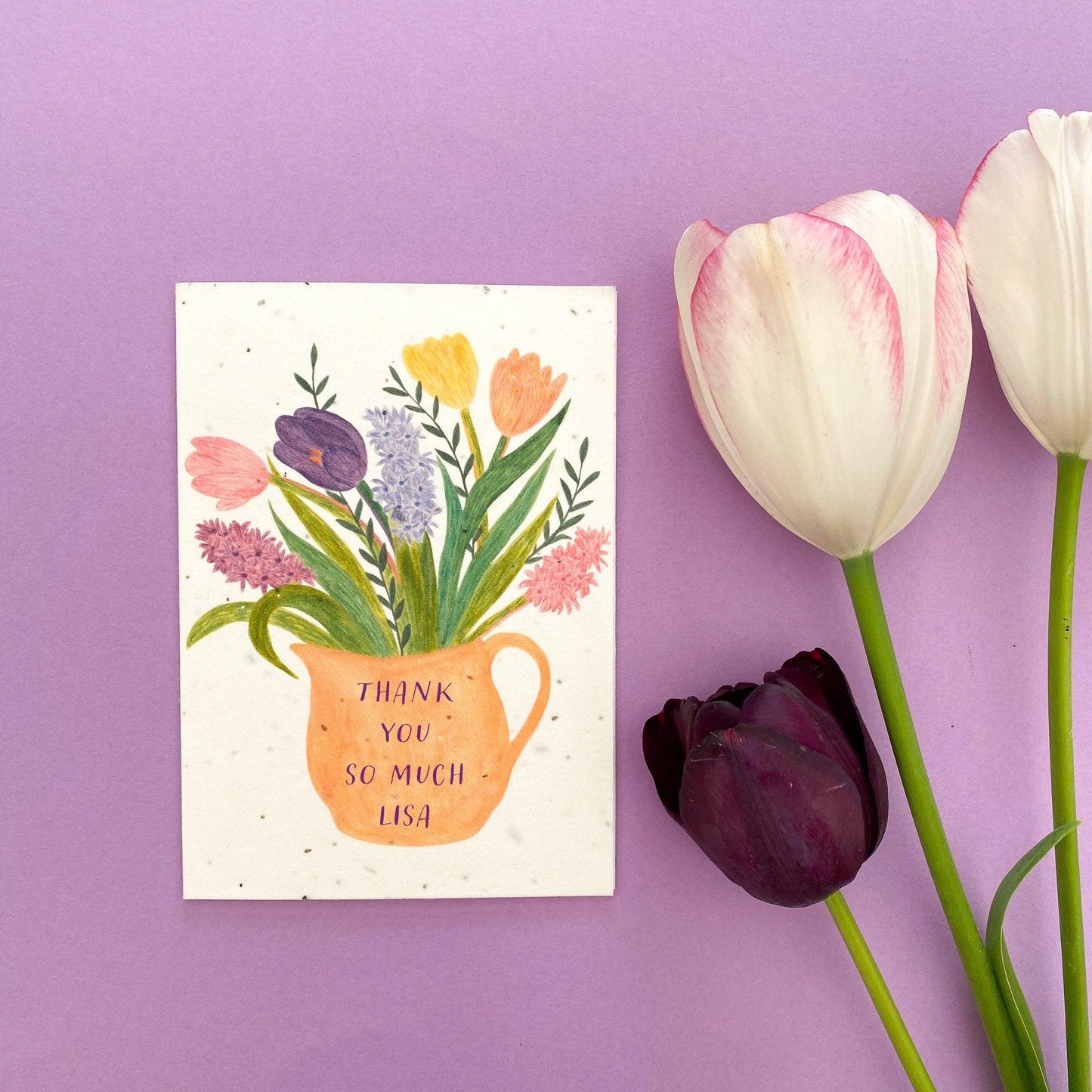 Personalised floral vase plantable card - Sofia Papa Designs