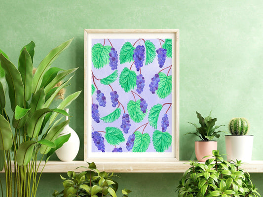 Purple grapes art print - Sofia Papa Designs