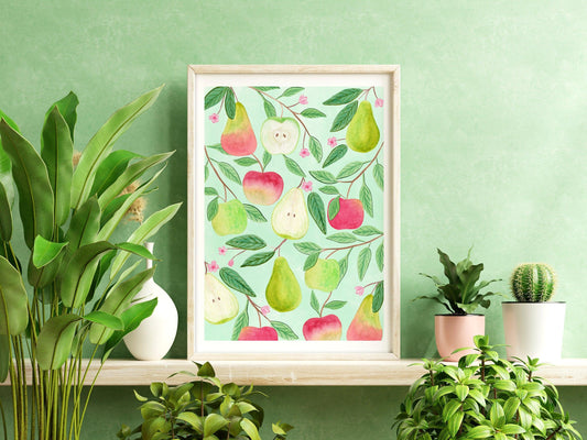 Apple and pear art print - Sofia Papa Designs