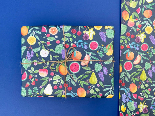 Summer Fruits recyclable wrapping paper - Sofia Papa Designs