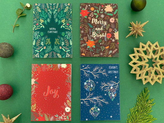 Christmas winter foliage cards pack - Sofia Papa Designs