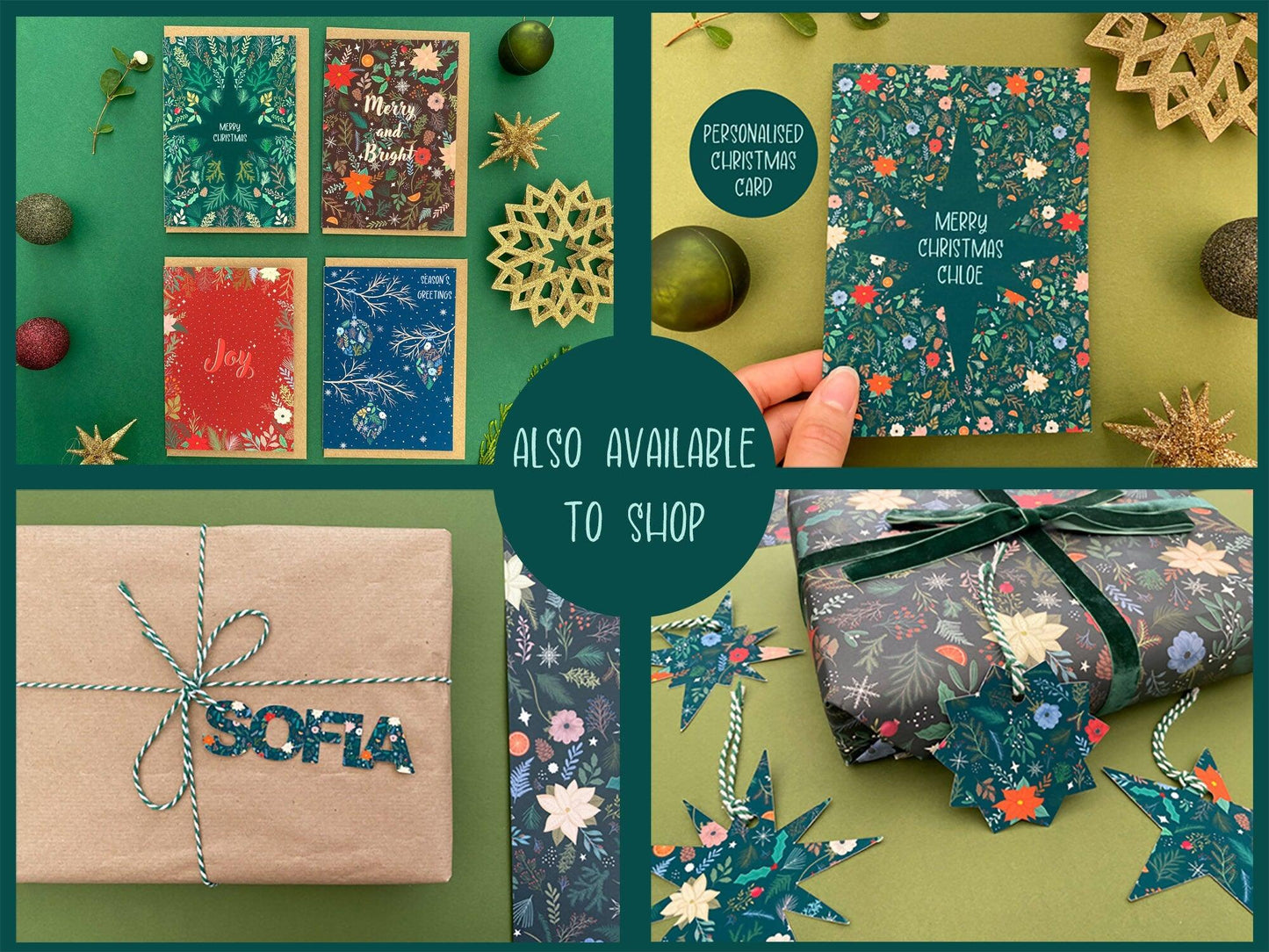 Christmas foliage recyclable wrapping paper - Sofia Papa Designs