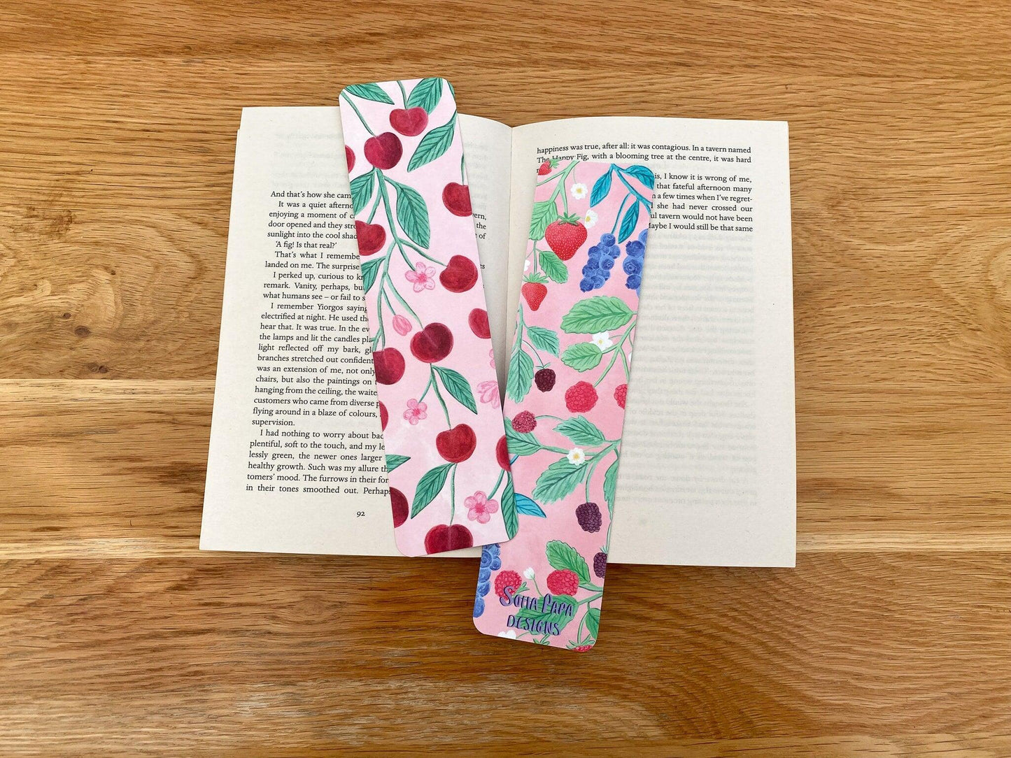 Cherry double sided bookmark - Sofia Papa Designs