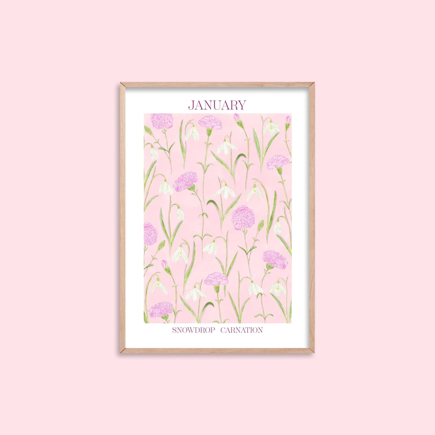 Personalised January birth flowers art print - Sofia Papa Designs
