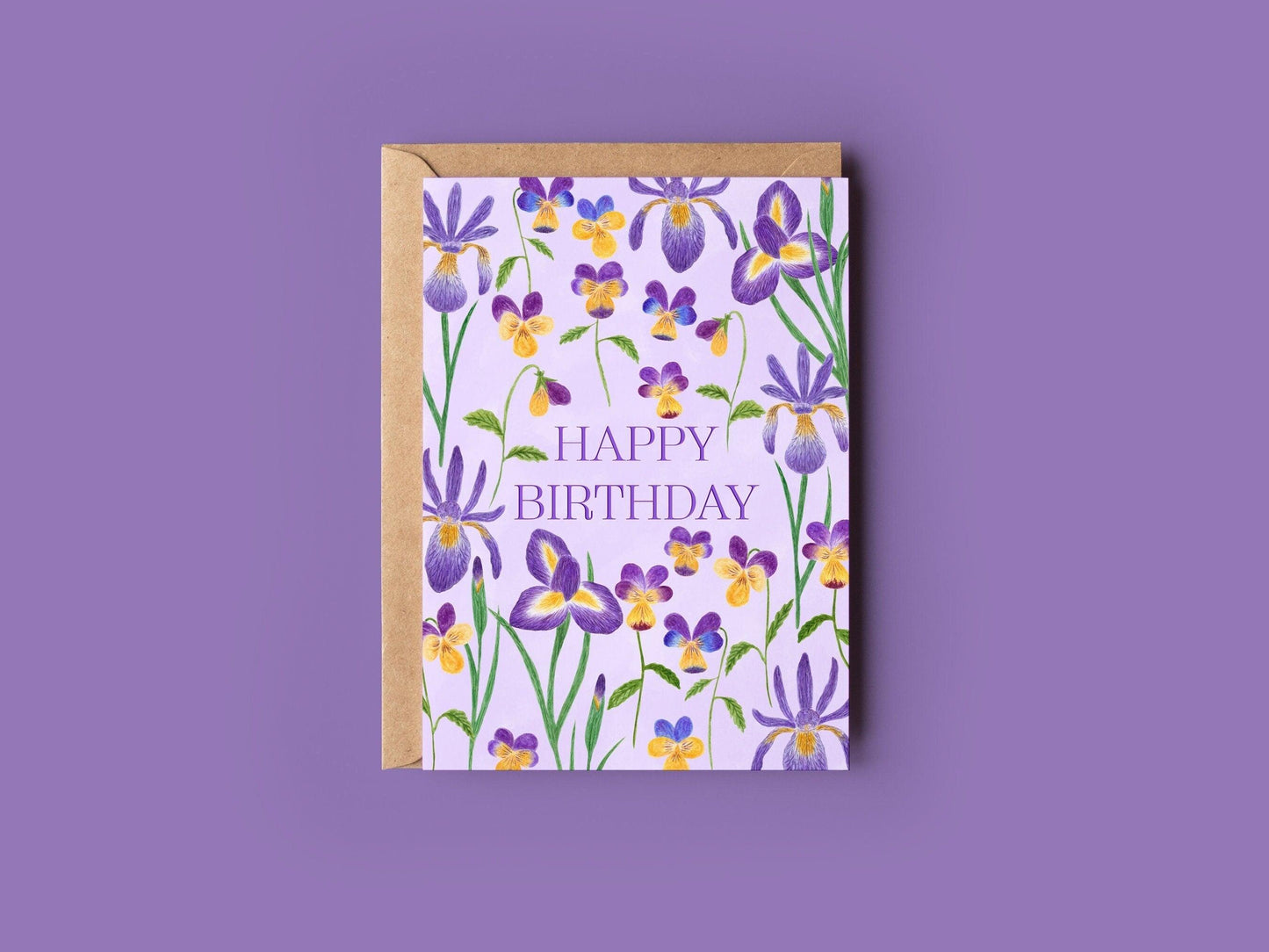 Happy birthday iris and violet greeting card - Sofia Papa Designs