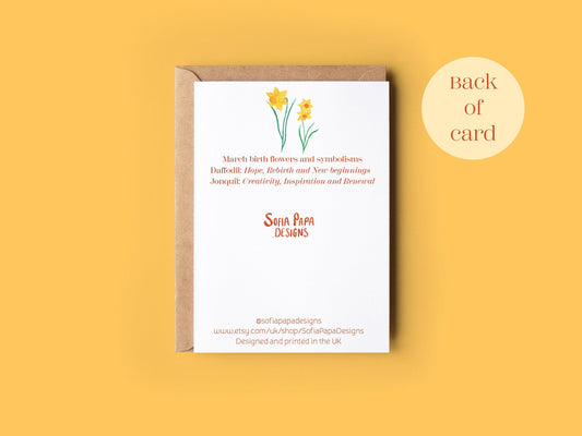 Happy March birthday greeting card - Sofia Papa Designs