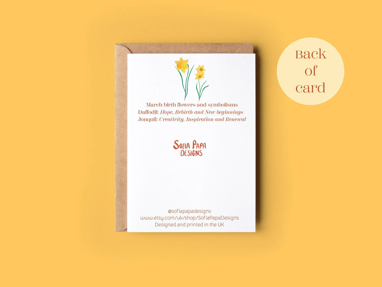 Happy March birthday greeting card - Sofia Papa Designs
