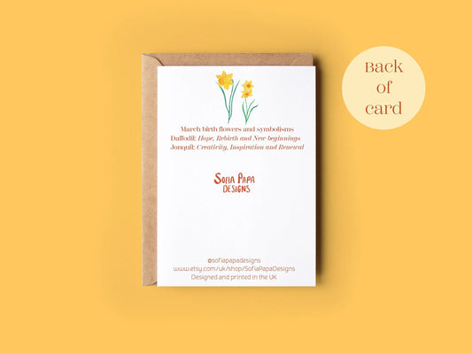Happy March birthday greeting card - Sofia Papa Designs