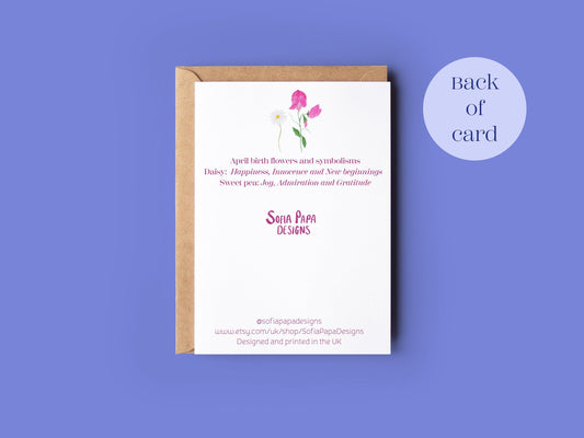 Happy April birthday greeting card - Sofia Papa Designs