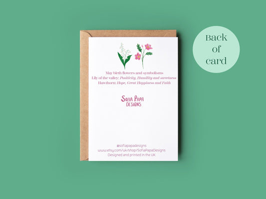 Happy May birthday greeting card - Sofia Papa Designs