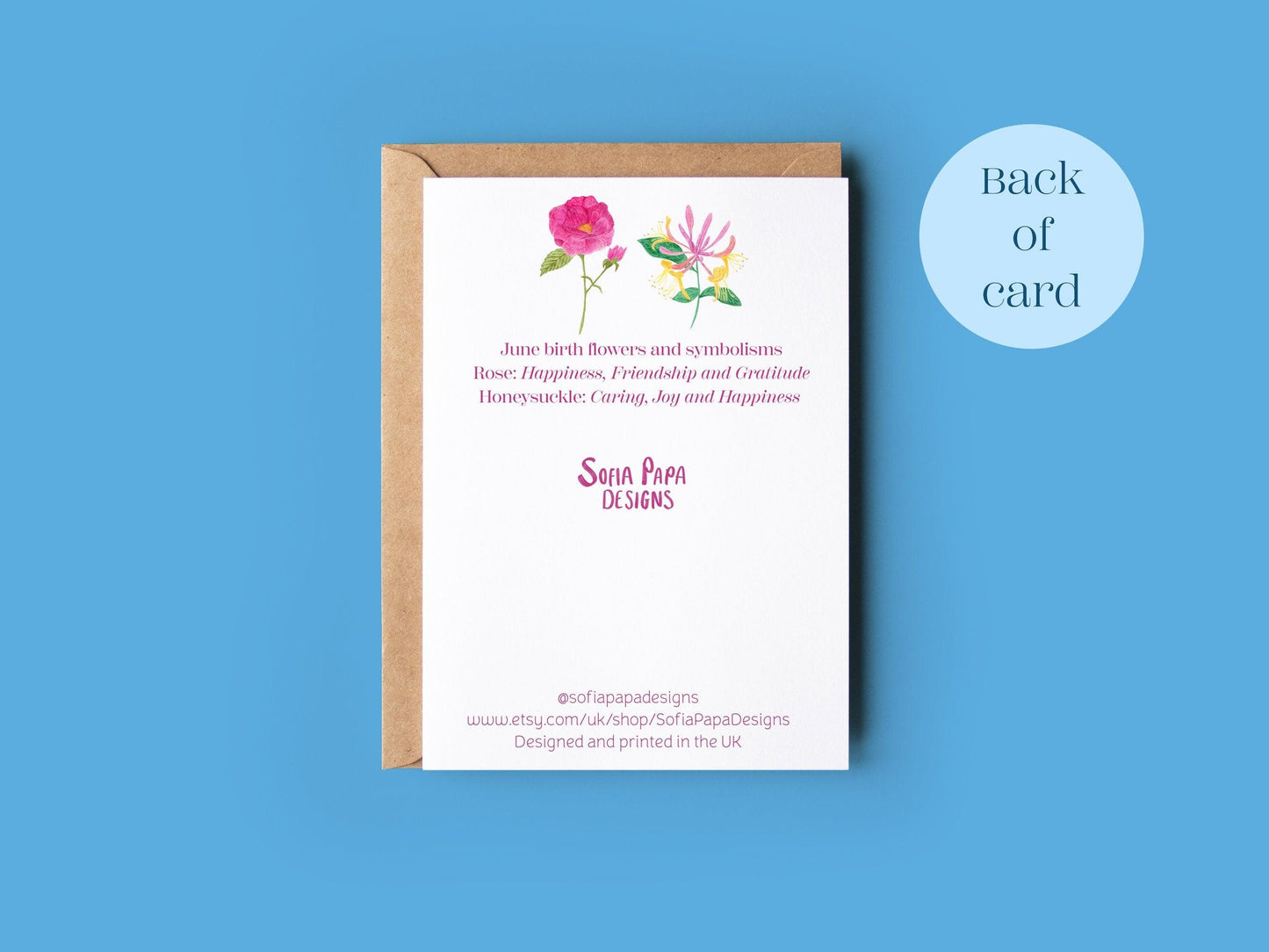 Happy June birthday greeting card - Sofia Papa Designs