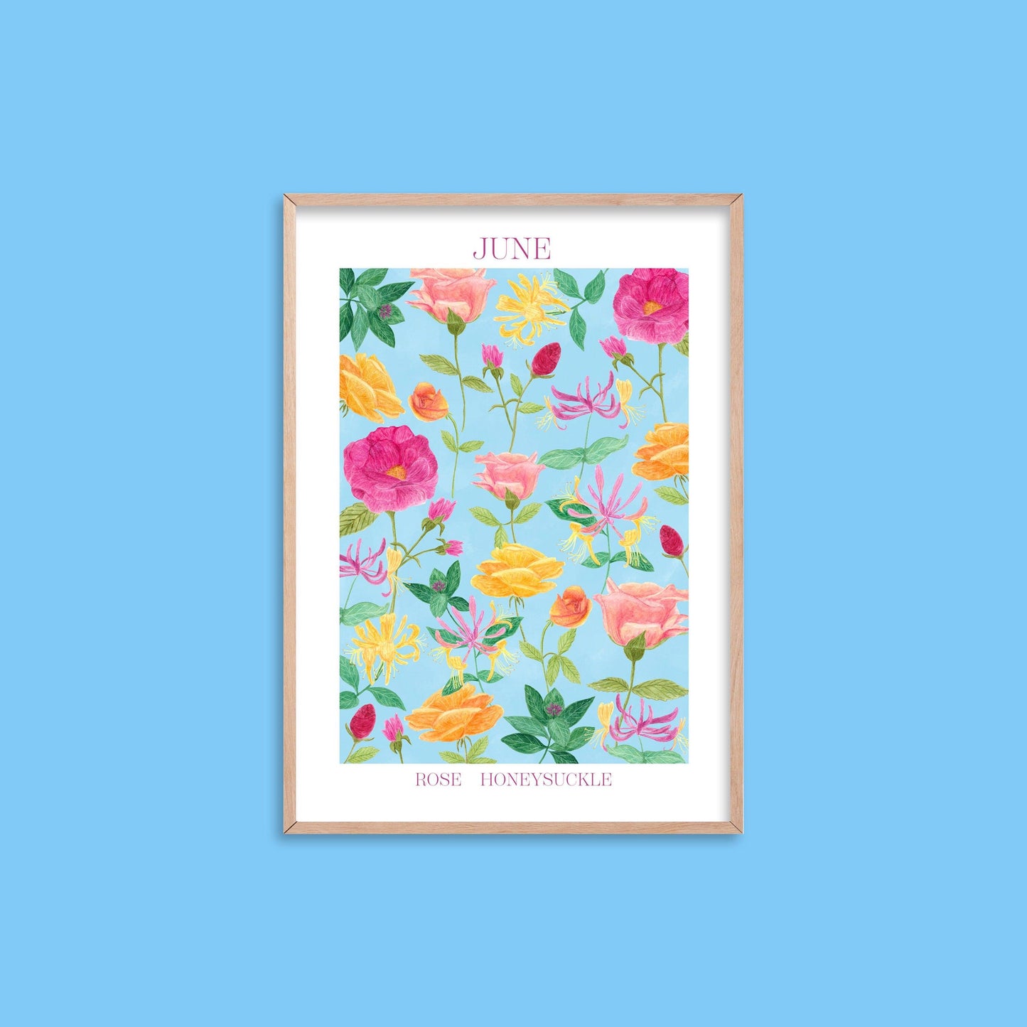 Personalised June birth flowers art print - Sofia Papa Designs