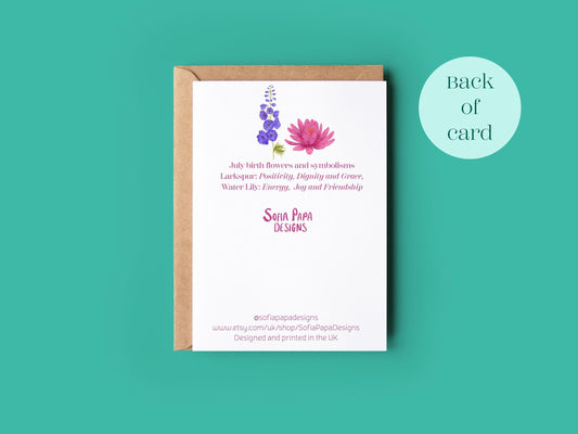 Happy July birthday greeting card - Sofia Papa Designs