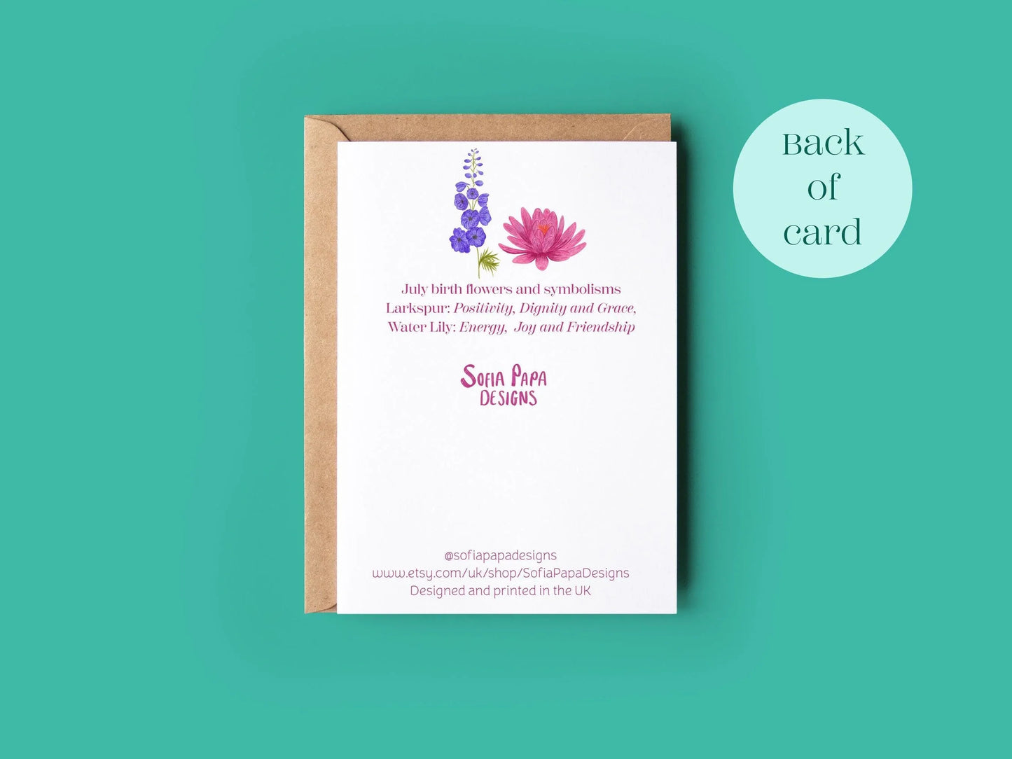 Happy July birthday greeting card - Sofia Papa Designs