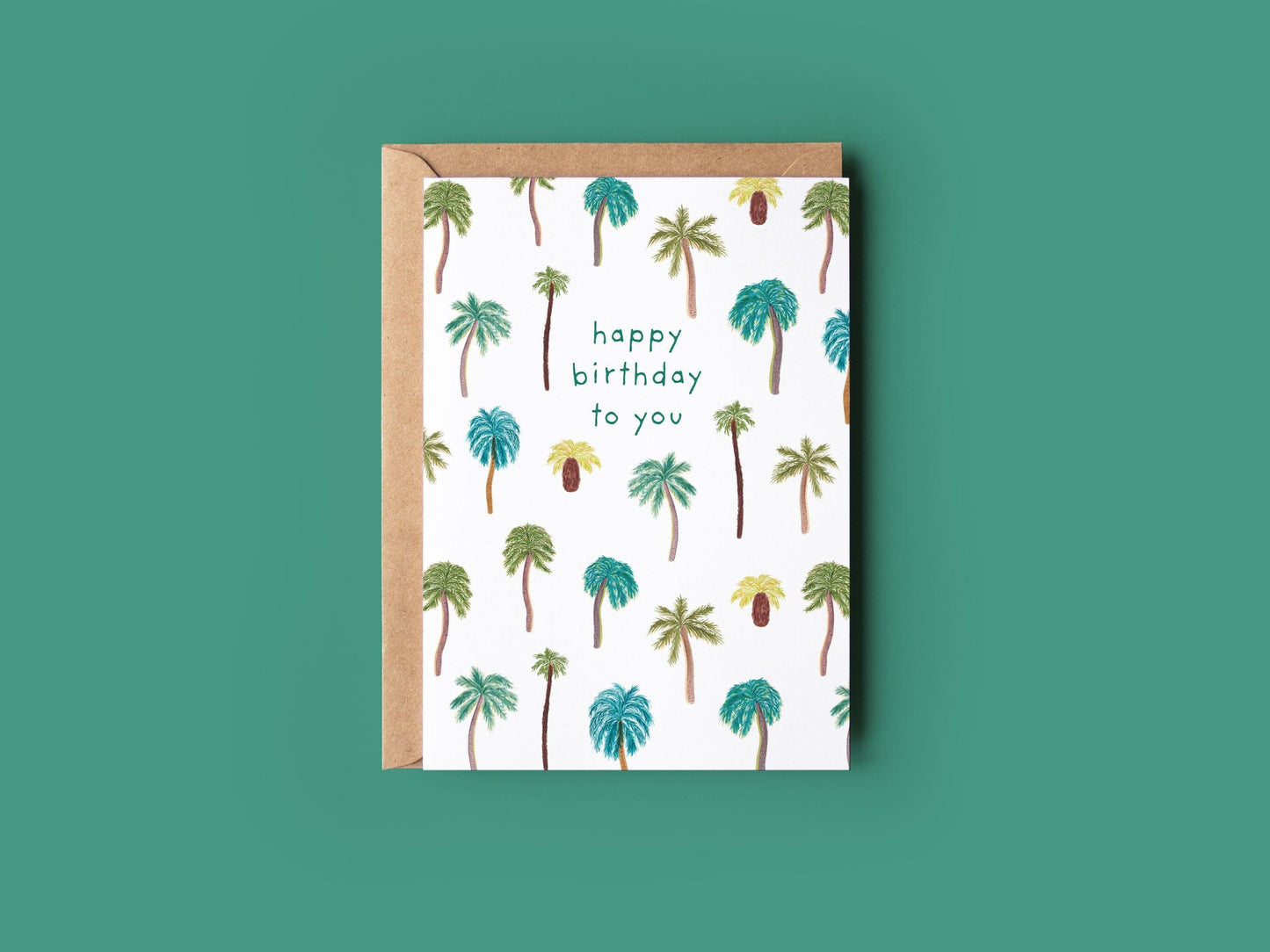 Happy Birthday palm tree greeting card - Sofia Papa Designs