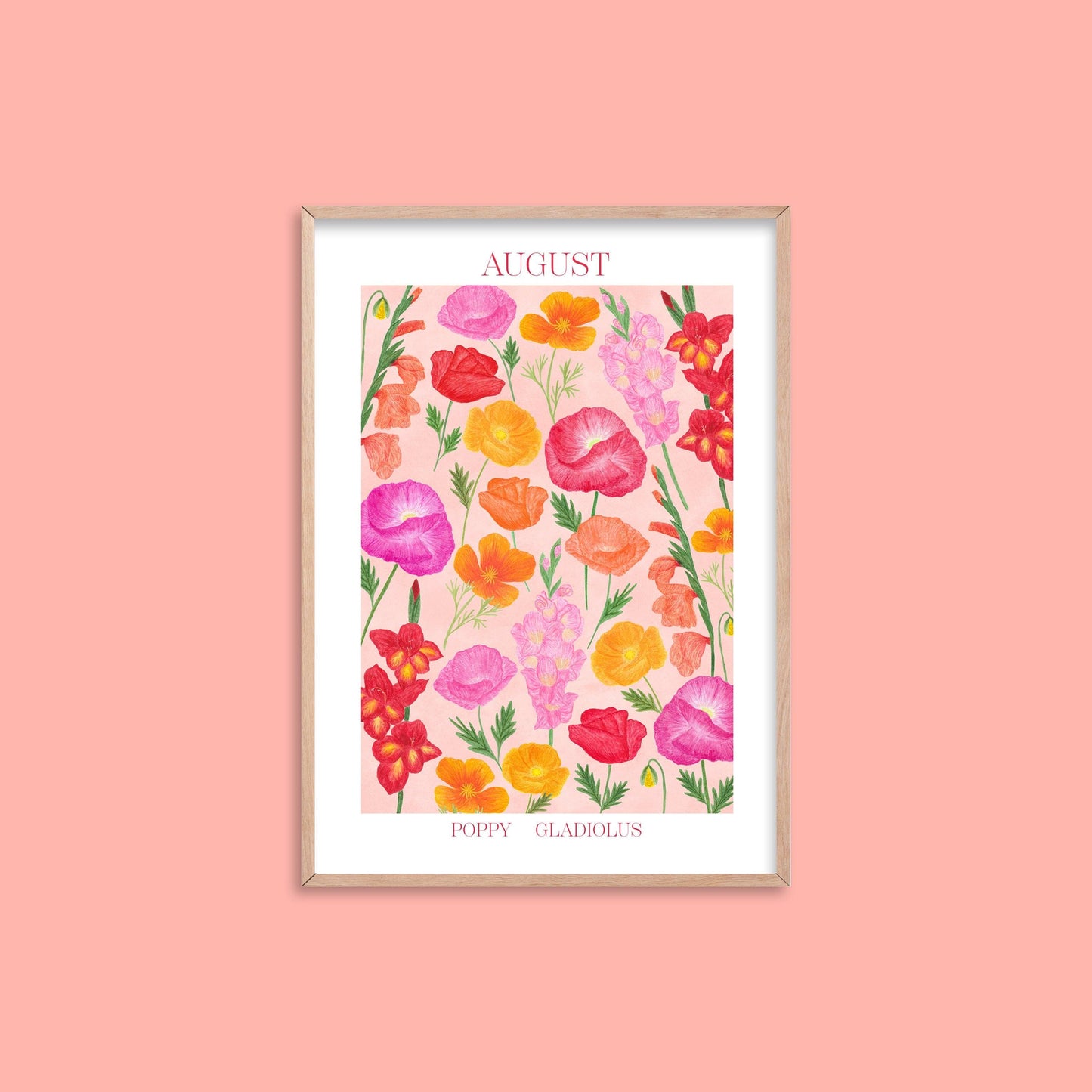 Personalised August birth flowers art print - Sofia Papa Designs