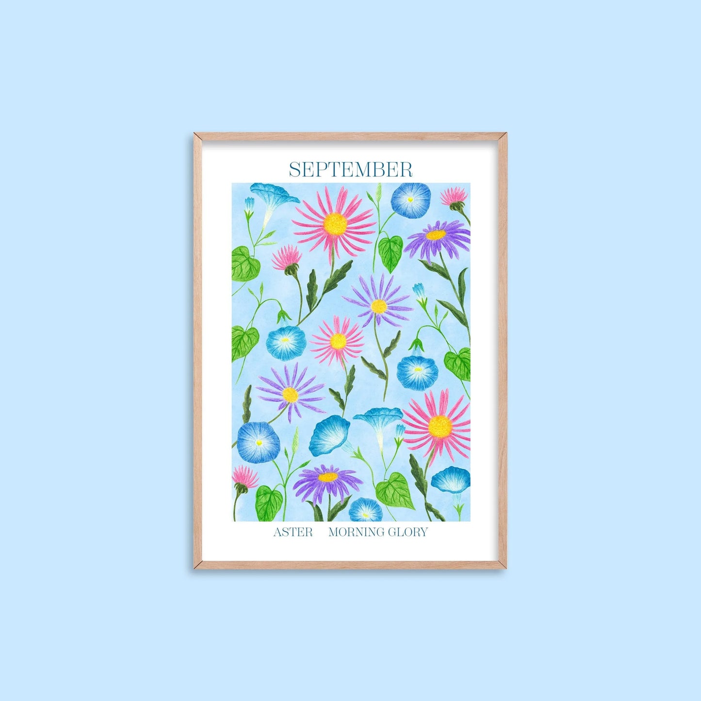 Personalised September birth flowers art print - Sofia Papa Designs