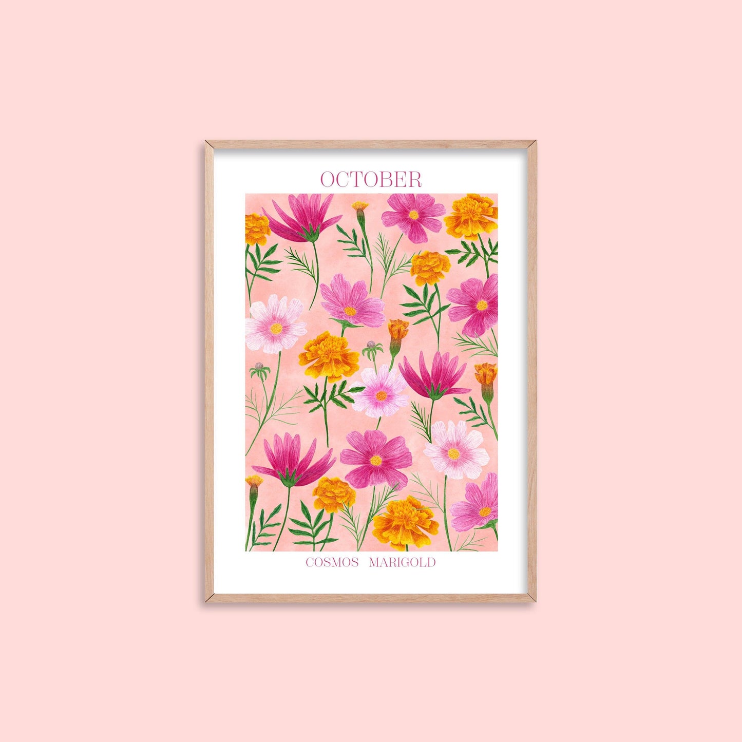Personalised October birth flowers art print - Sofia Papa Designs