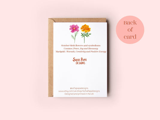 Happy October birthday greeting card - Sofia Papa Designs