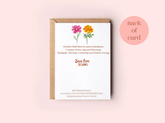 Happy October birthday greeting card - Sofia Papa Designs