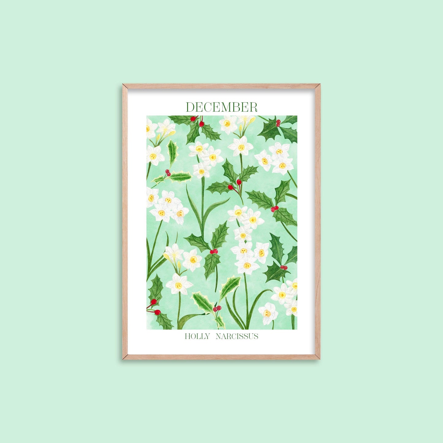 Personalised December birth flowers art print - Sofia Papa Designs