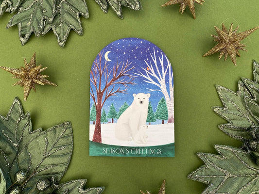 Season’s Greetings polar bear card - Sofia Papa Designs