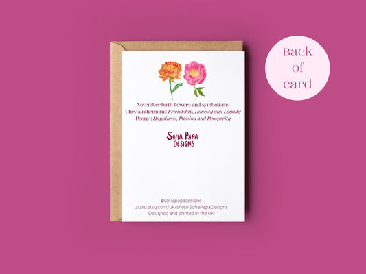 Happy November birthday greeting card - Sofia Papa Designs