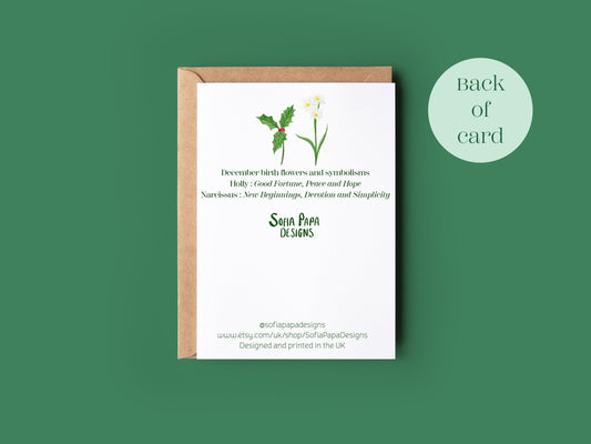 Happy December birthday greeting card - Sofia Papa Designs