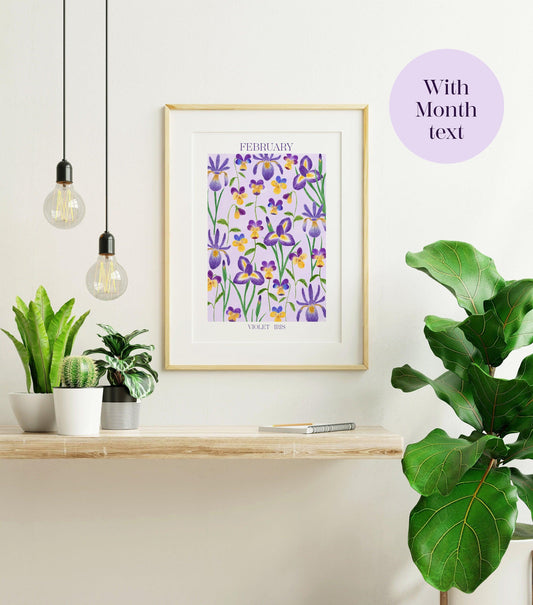 Personalised February birth flowers art print - Sofia Papa Designs