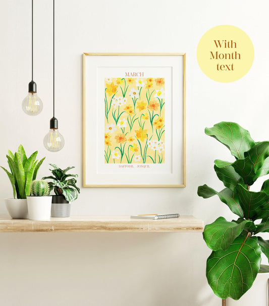 Personalised March birth flowers art print - Sofia Papa Designs