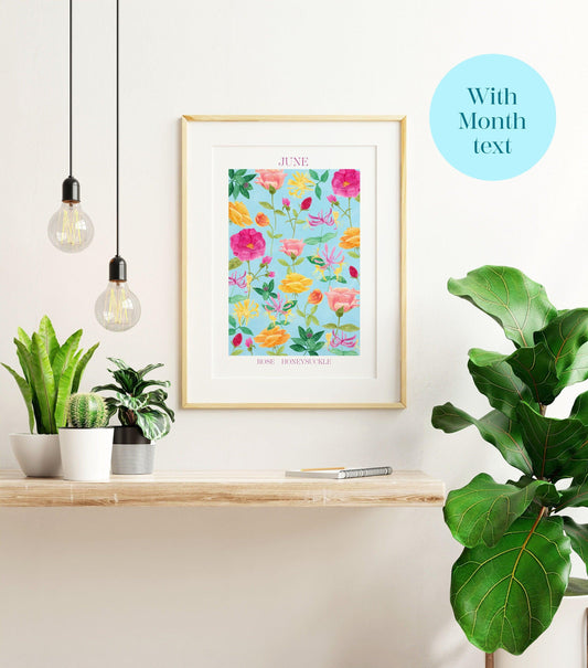 Personalised June birth flowers art print - Sofia Papa Designs