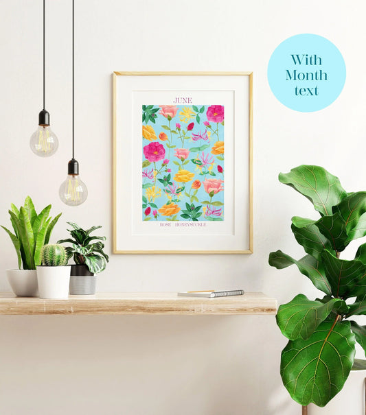Personalised June birth flowers art print - Sofia Papa Designs